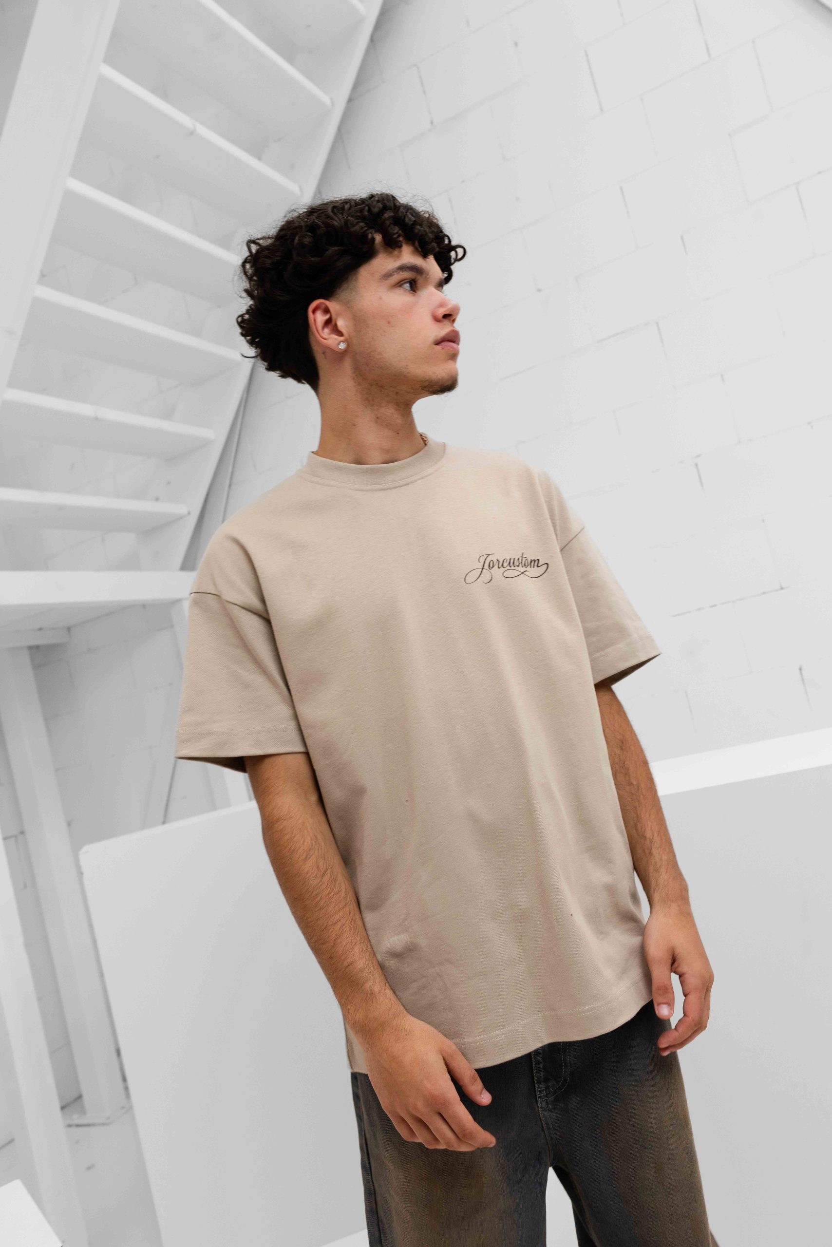 Jorcustom Handscript Loose Fit T-Shirt Heren Beige