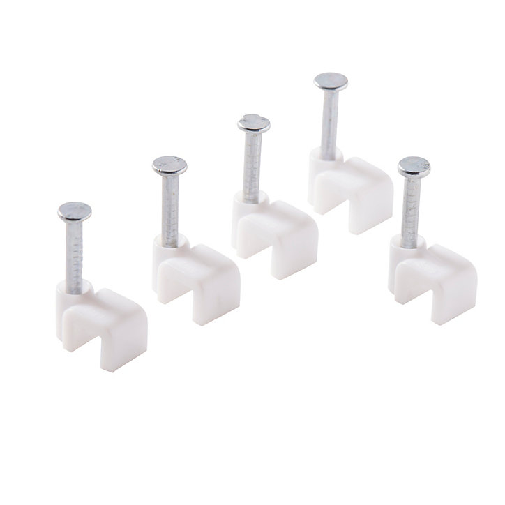 25 cavaliers pour câble électrique 2 fils 4 mm blanc