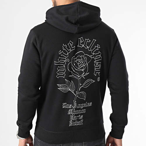 Sweat Capuche White Eclipse Barbed Outline Noir Blanc
