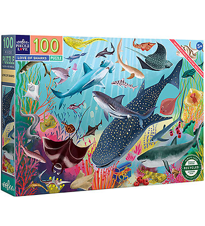 Eeboo Puzzlespiel - 100 Teile - 45,7x68,5 cm - Haie I Die Tiefe