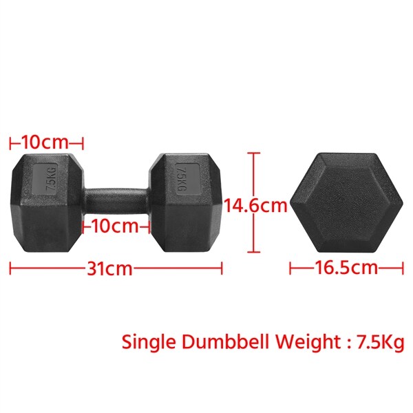 Yaheetech 2X Kurzhanteln 7,5 Kg Hanteln Set Hexagon Gymnastikhanteln Krafttraining Fitness zu Hause Gewichte Training, Schwarz