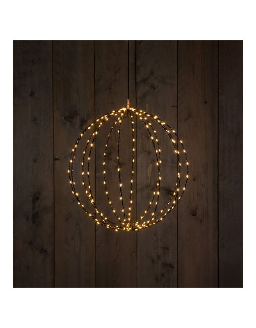 Anna's Collection Metalen Bal Met Ledverlichting - Kerstverlichting - 40 cm Zwart 192 Led Classic Warm