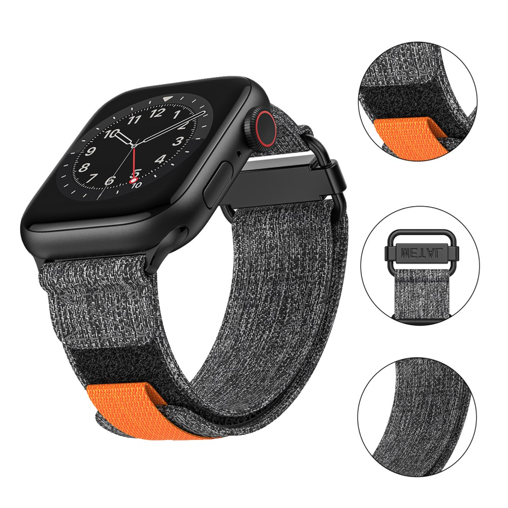 Apple Watch (42/41/40/38 mm) Nylon Armband mit Klettverschluss (Gelenkumfang: 130 - 220 mm) - Grau / Schwarz