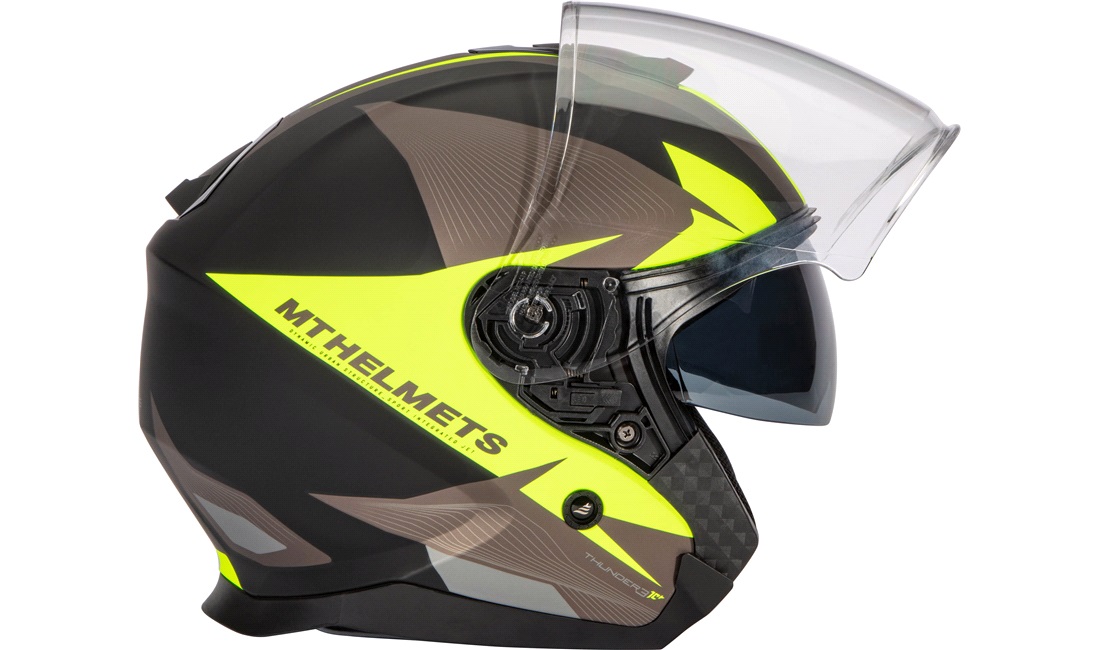 Pilothjelm MT Thunder 3 SV Jet sort/gul str. S
