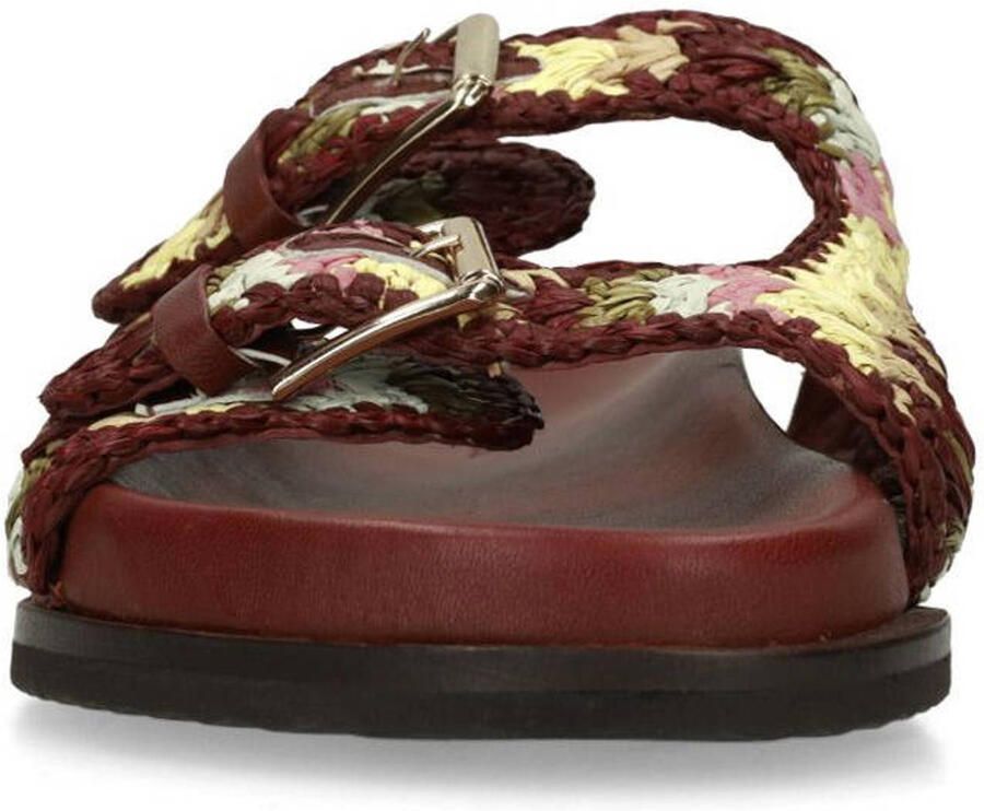 Sacha Dames Rode slippers met goudkleurige buckles