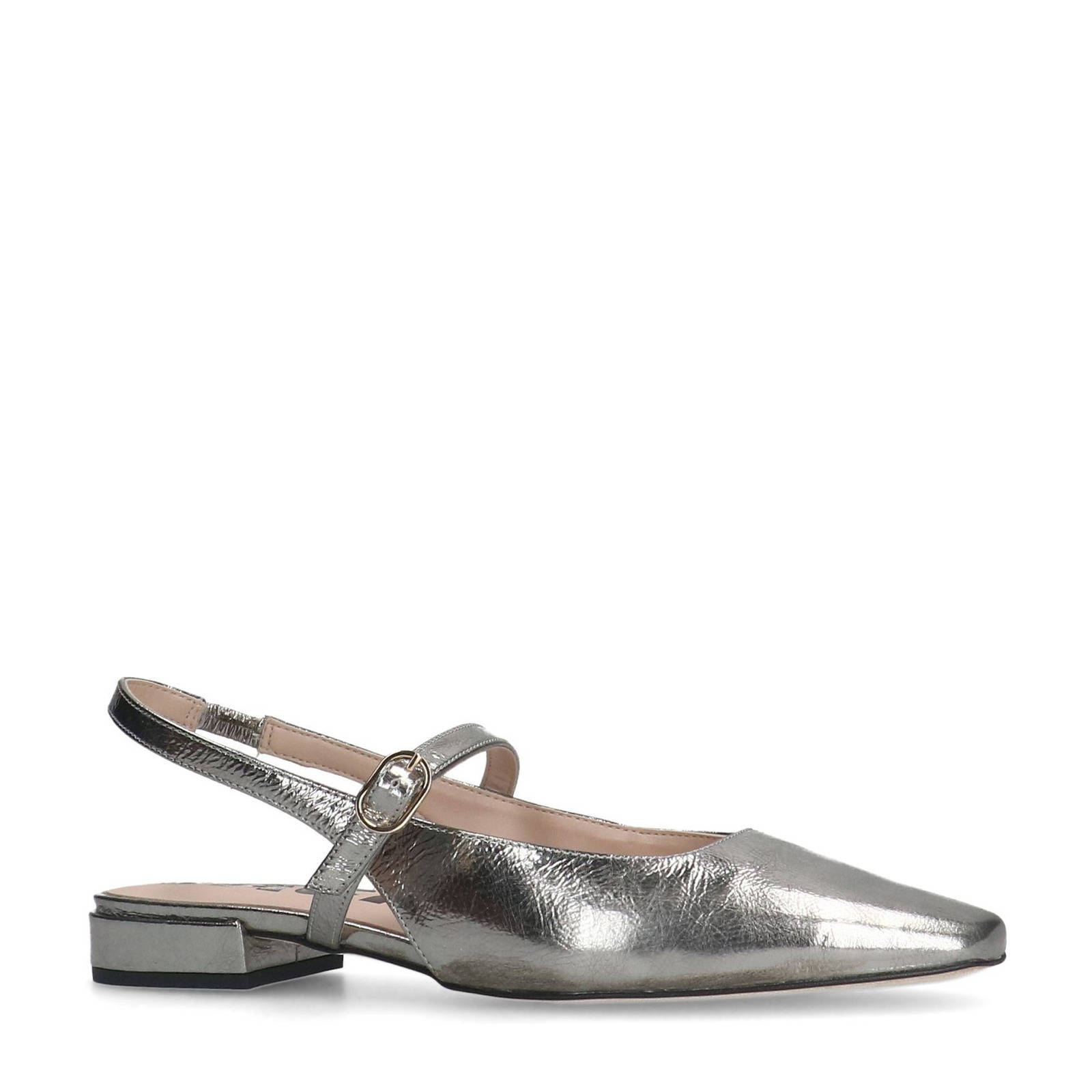 Sacha leren slingback loafers zilver