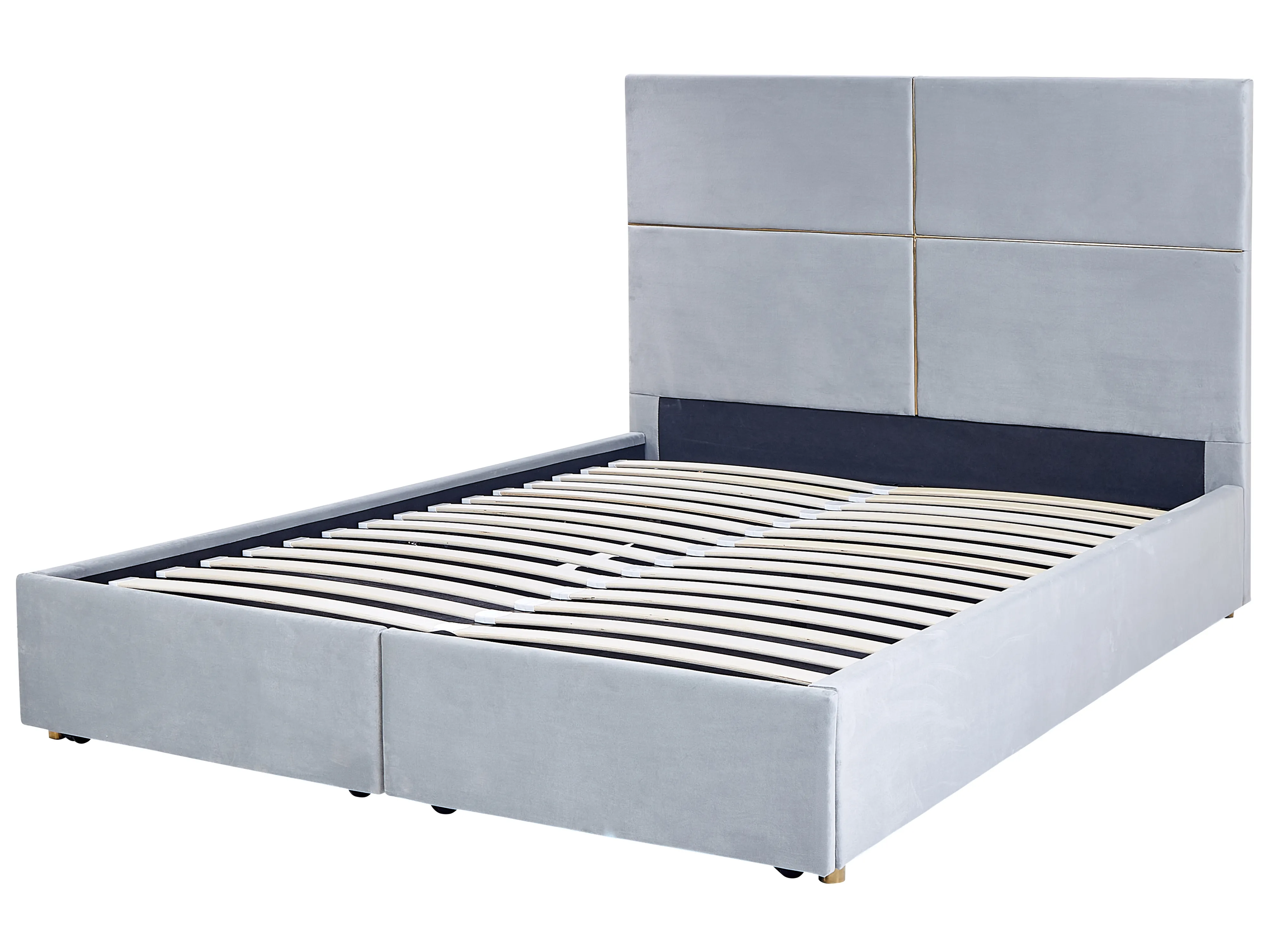 Bed met opbergruimte Fluweel VERNOYES 160 x 200 cm Lichtgrijs