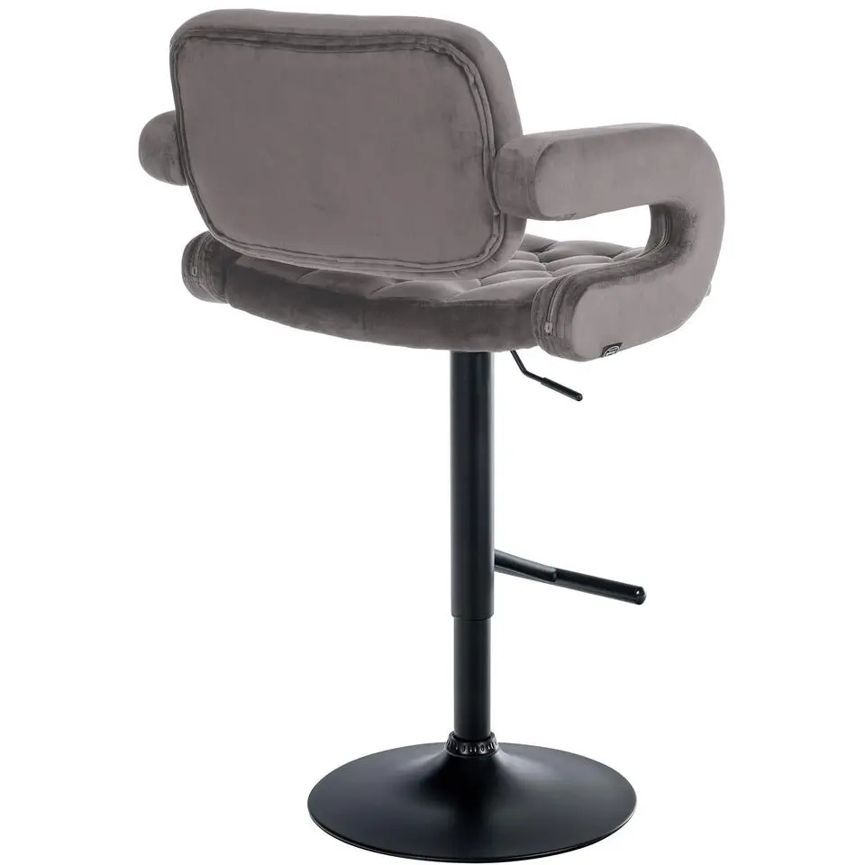 CLP Barkruk Dublin zwart Frame - Fluweel - grijs