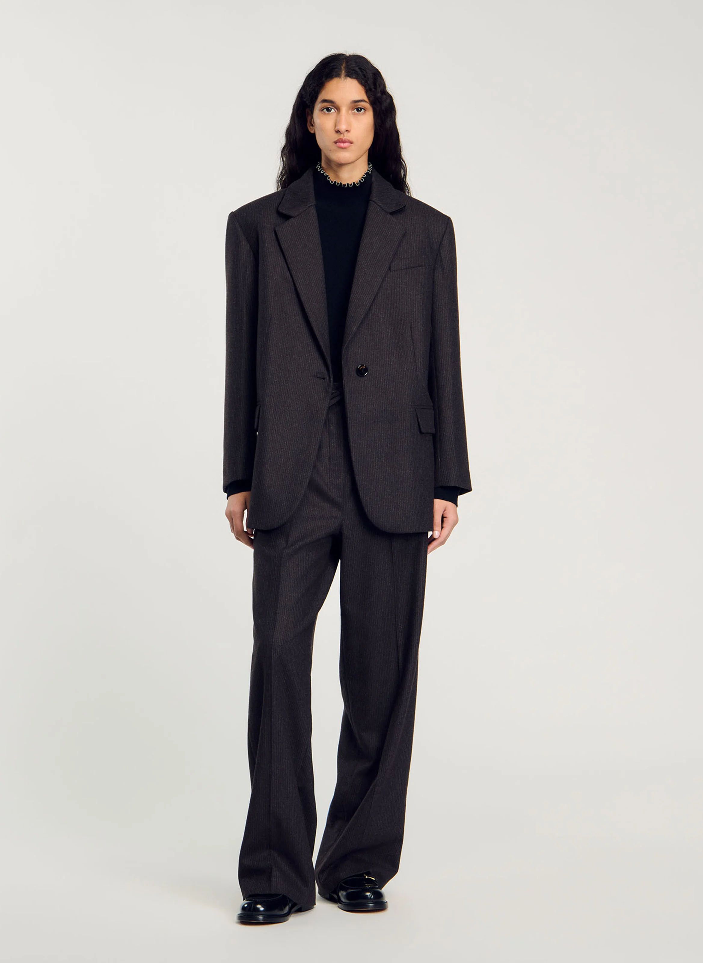 Veste de tailleur en laine mélangée | Marron