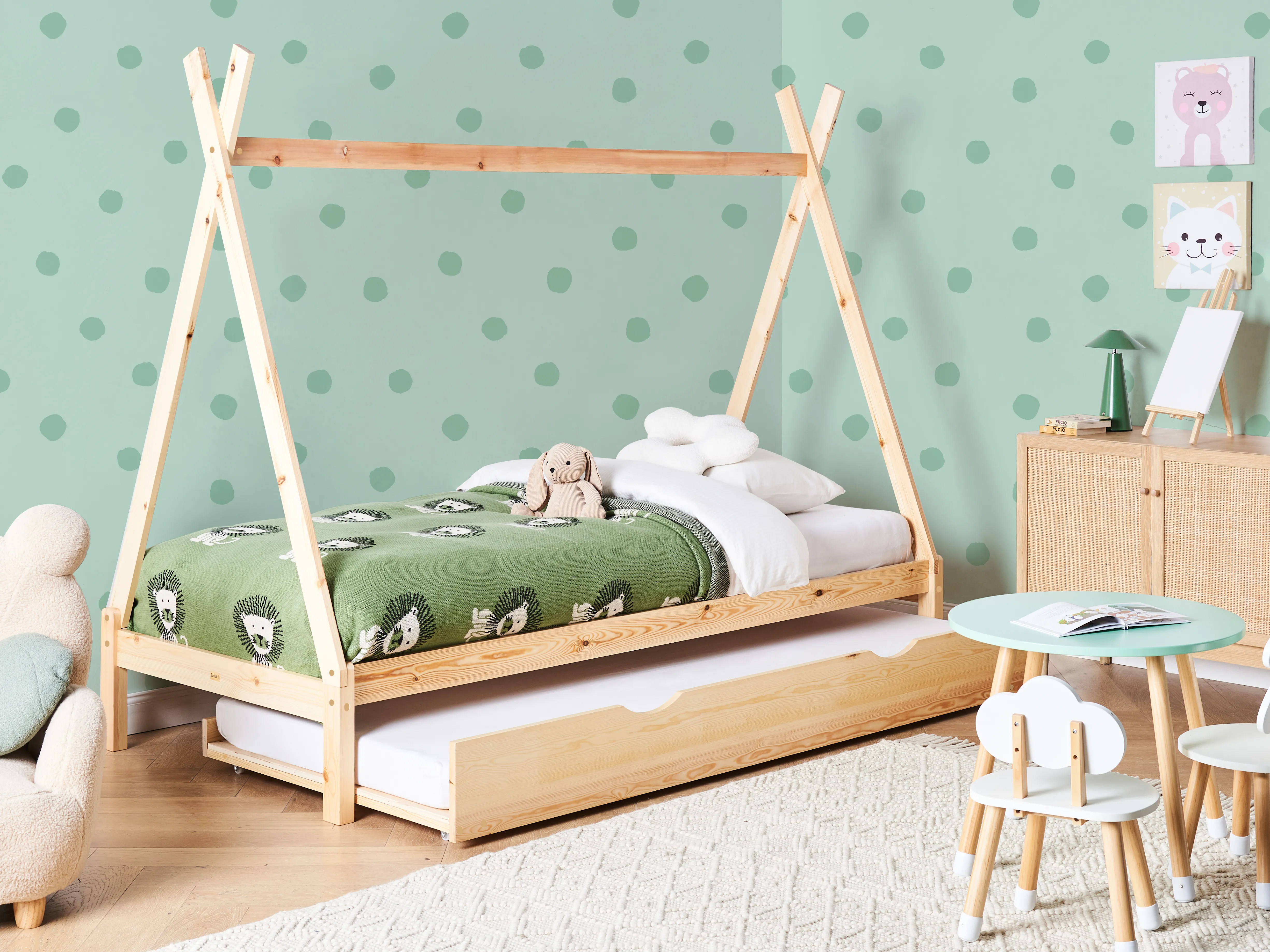 Kinderonderschuifbed Dennenhout TALMONTIERS 90 x 200 cm Lichtbruin
