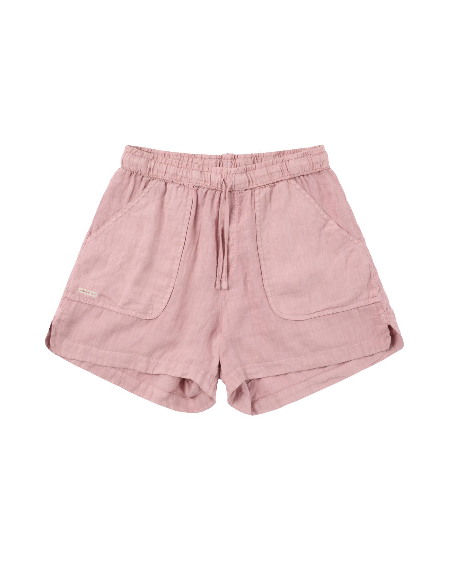 Amundsen Safari Linen Shorts Womens Faded Peony Pink