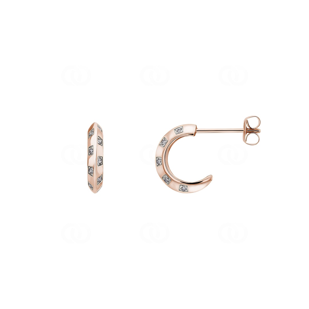 Halbkreolen 750/18 K Roségold mit Diamanten 0.08 ct H/si