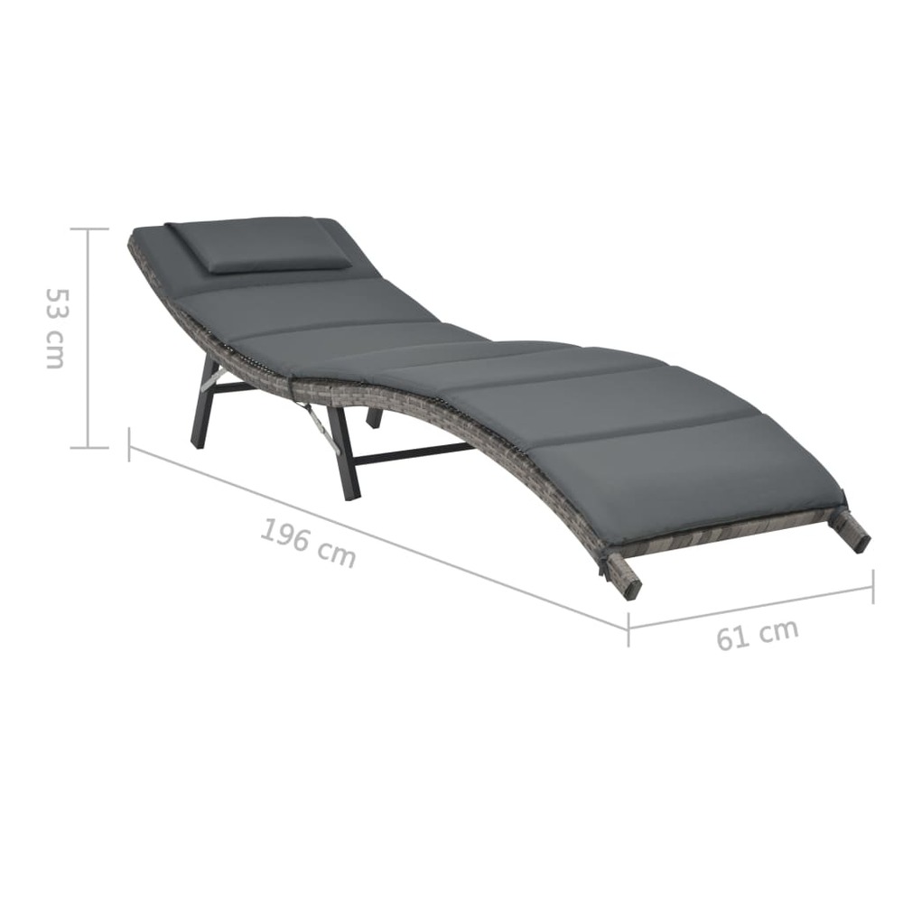 Ensemble de chaises longues pliables 3 pièces résine tressée gris