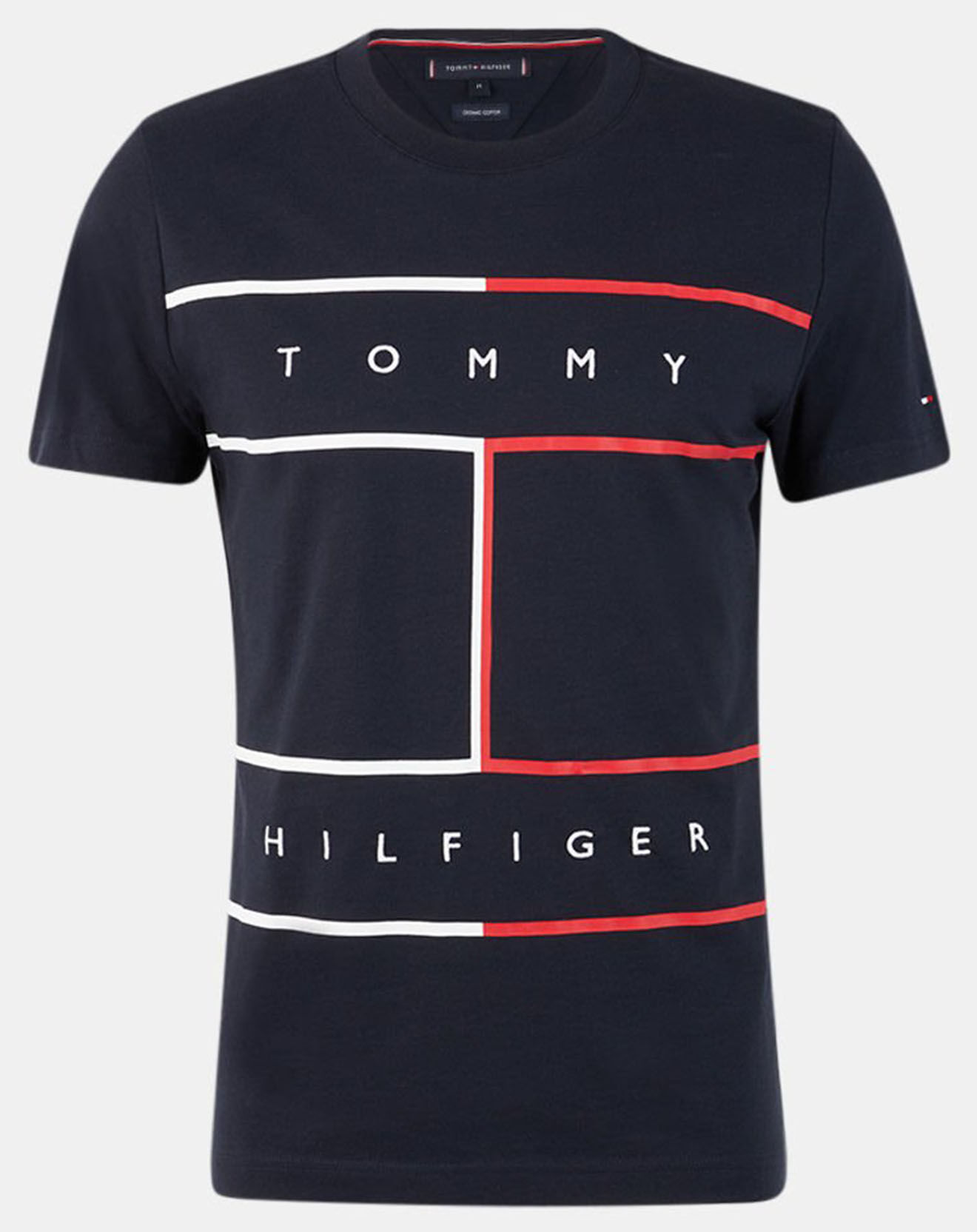 Tommy Hilfiger T-Shirt 100% Coton Bio Large Flag bleu marine