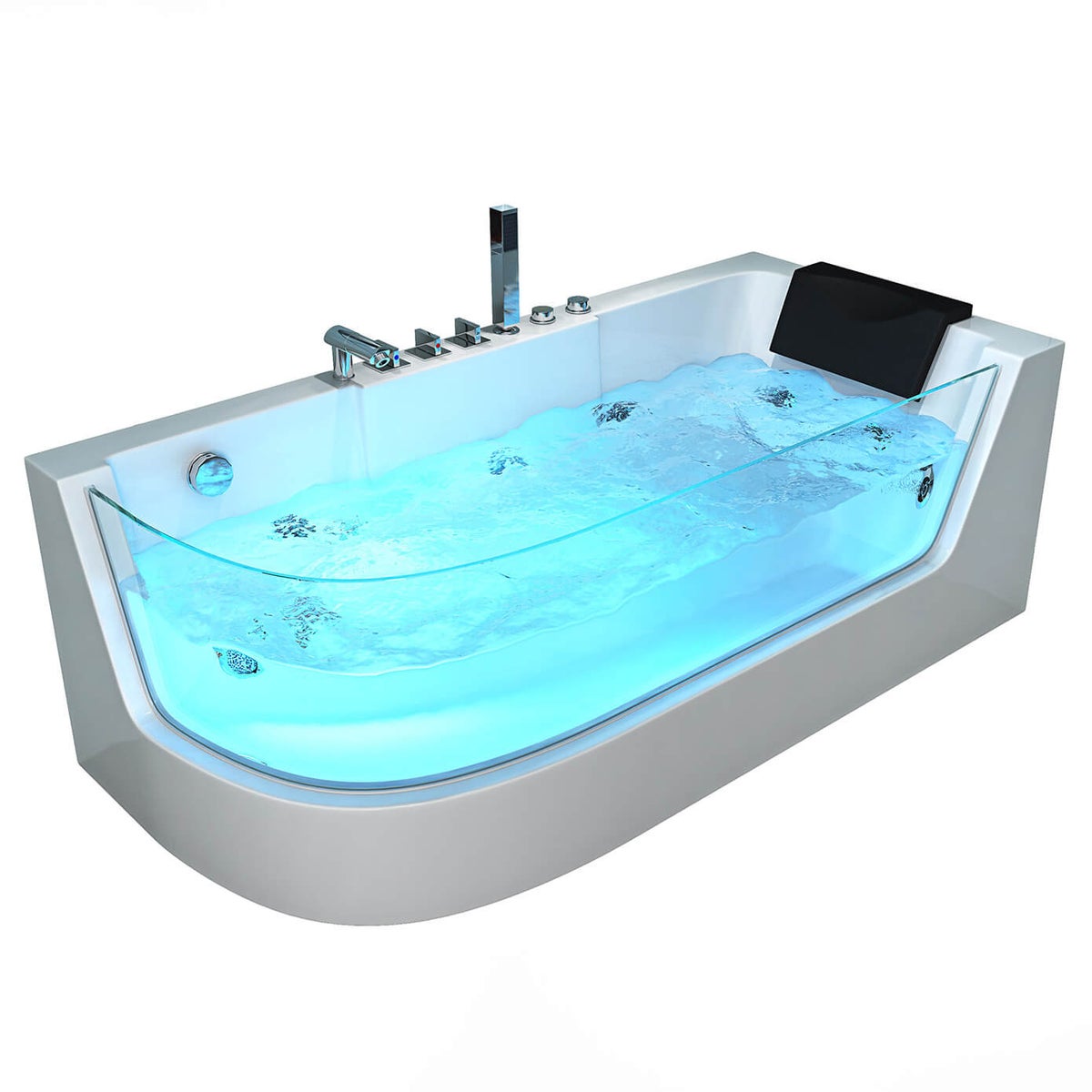 Home Deluxe - Whirlpoolbad - CARICA Links Wit met Verwarming en Massage - Afmetingen: 170 x 80 x 59 cm | Hoekbad, Binnenbad