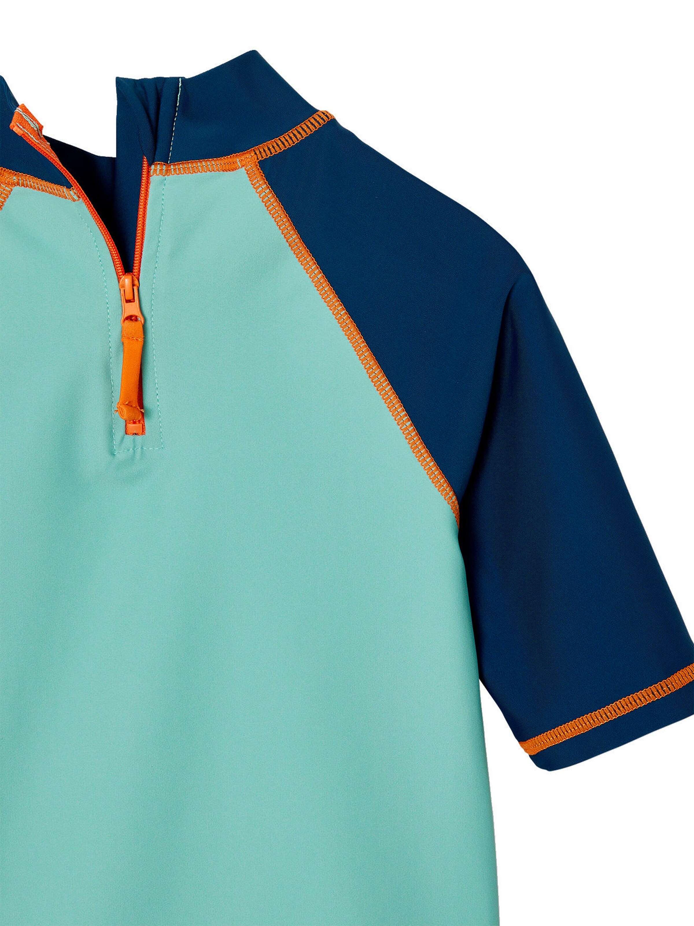 Vertbaudet Jungen Strand-Set mit UV-Schutz: T-Shirt & Shorts petrol