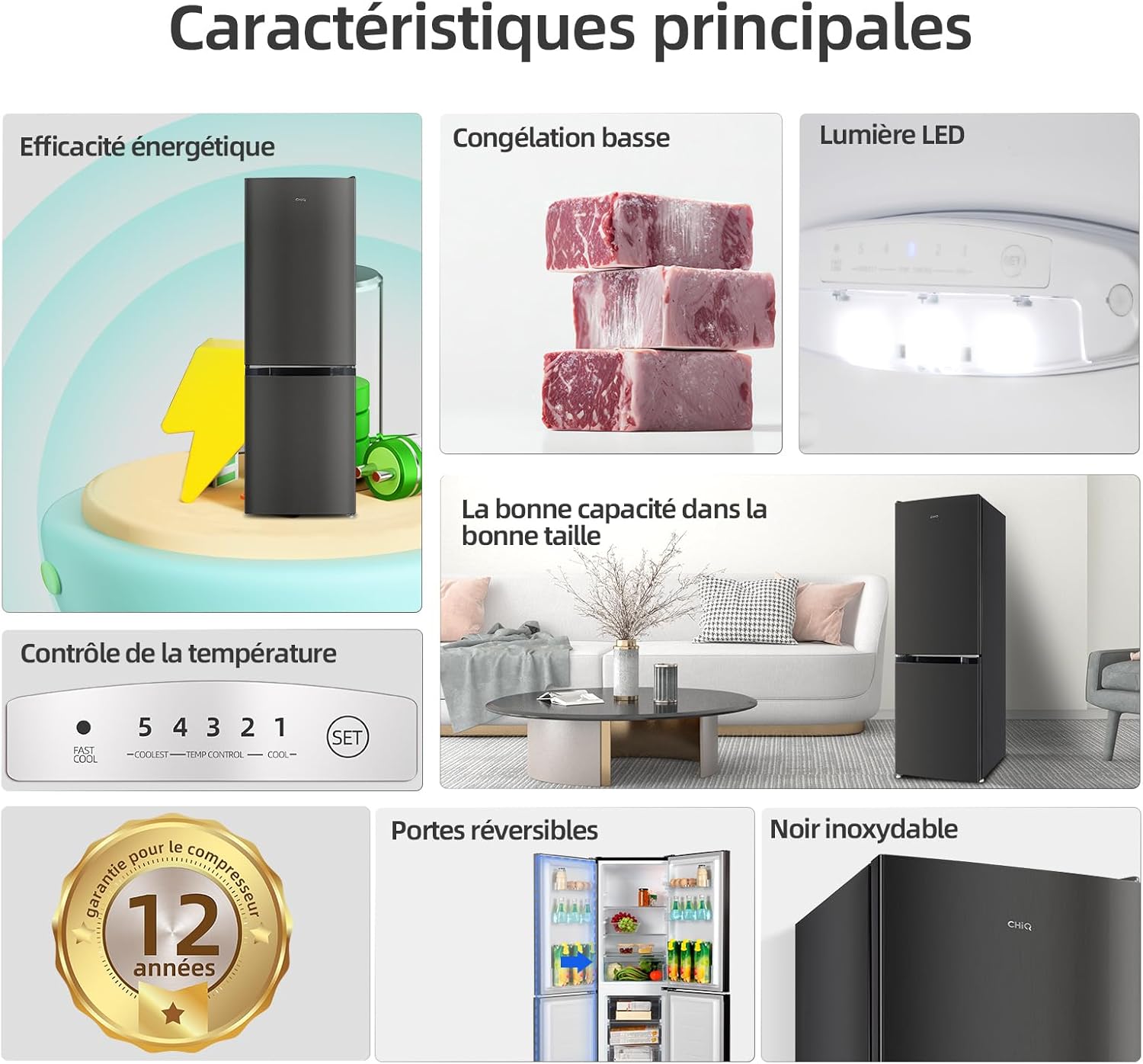 Réfrigérateur à congélateur inférieur CHIQ CBM159LEBD 157 litres (109 + 48)