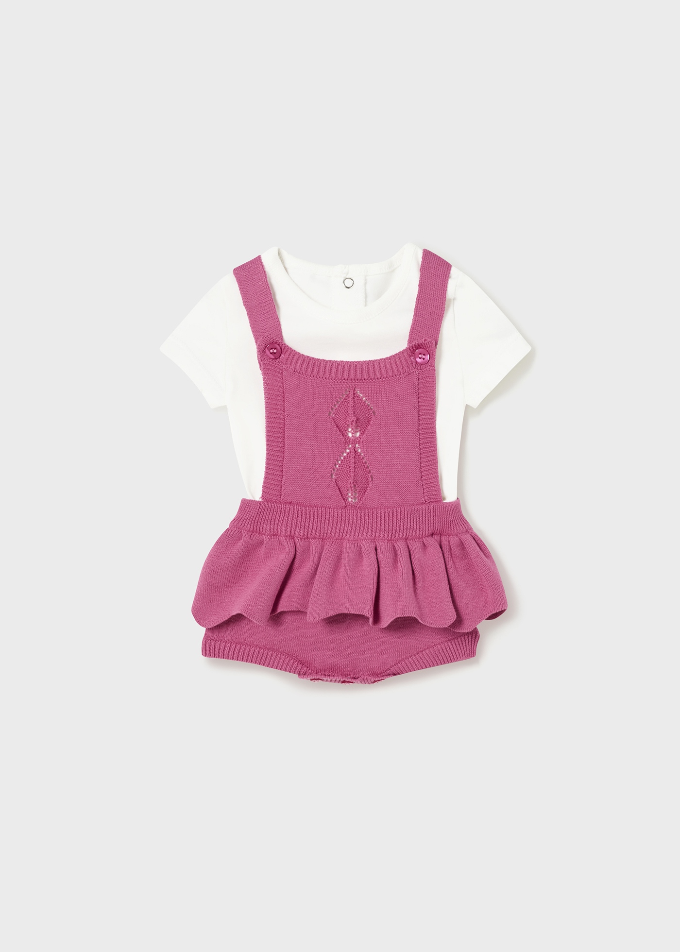 Conjunto de duas peças em malha de algodão sustentável para recém-nascidos.