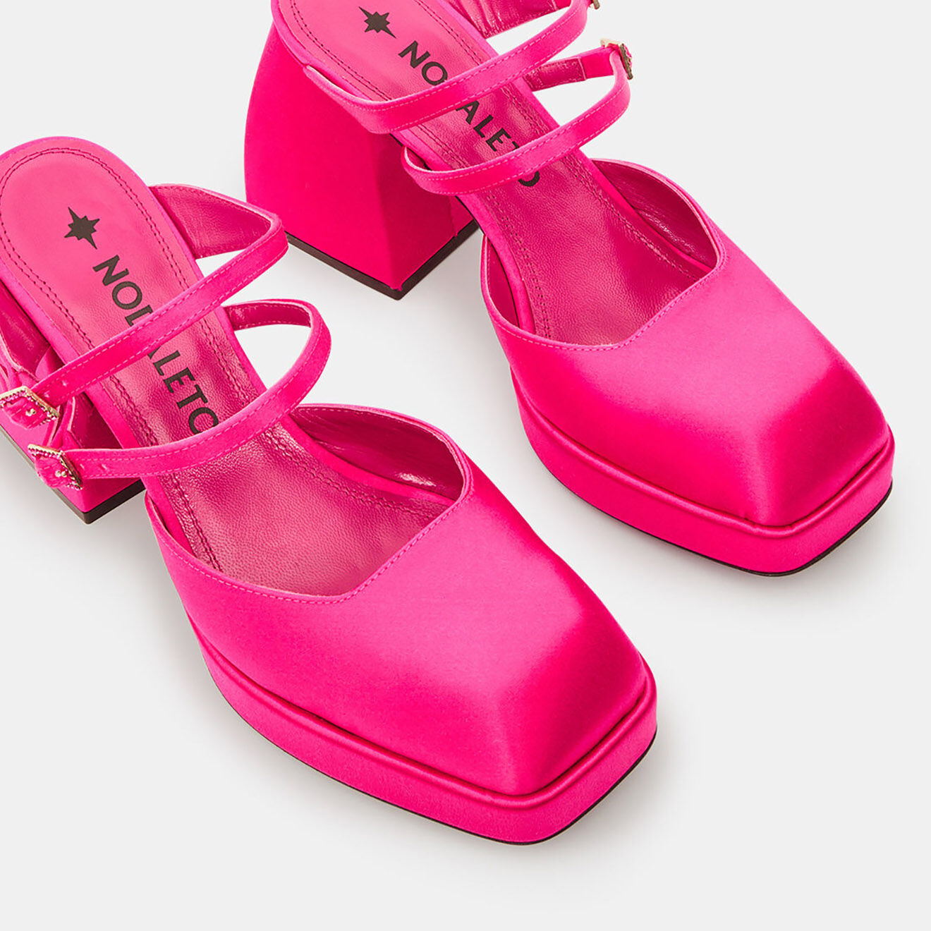 Nodaleto Mules en Satin Effie roses - Talon 8.5 cm