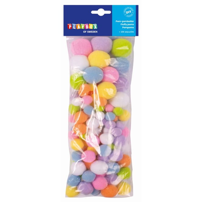 Pompoms pastell - 100 Stück
