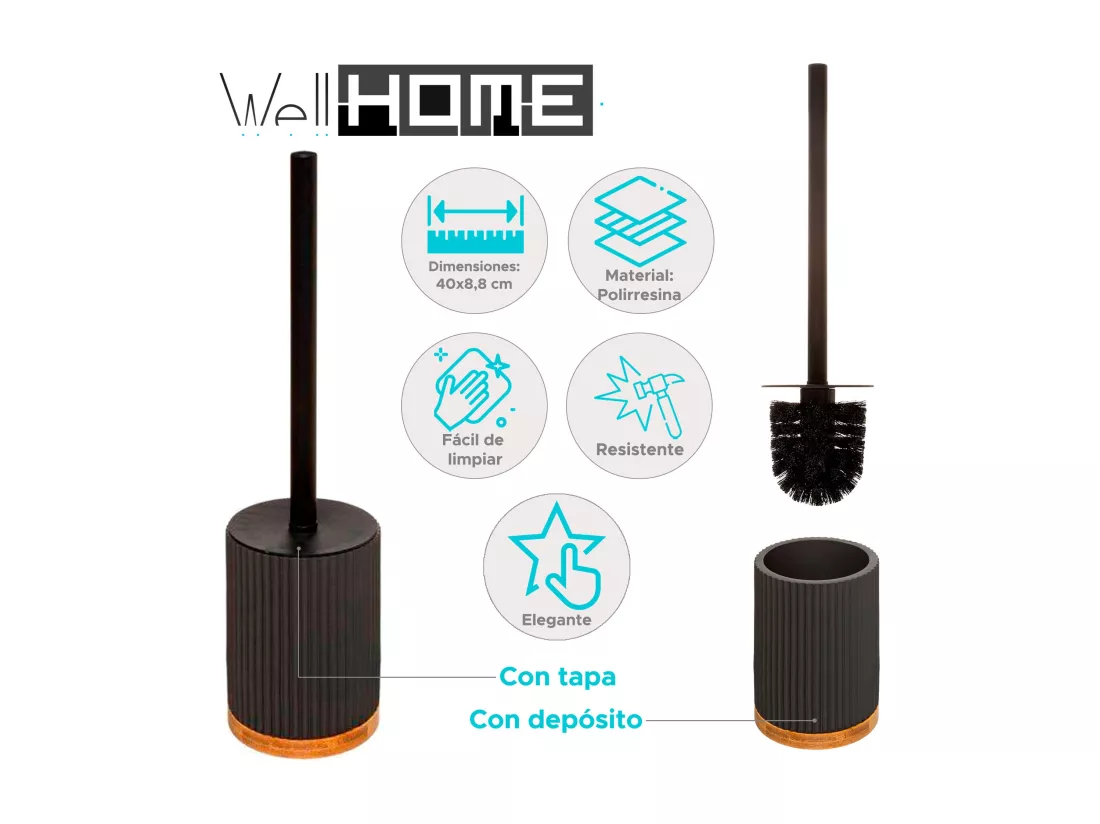 WELL HOME - Brosse WC avec réservoir noir