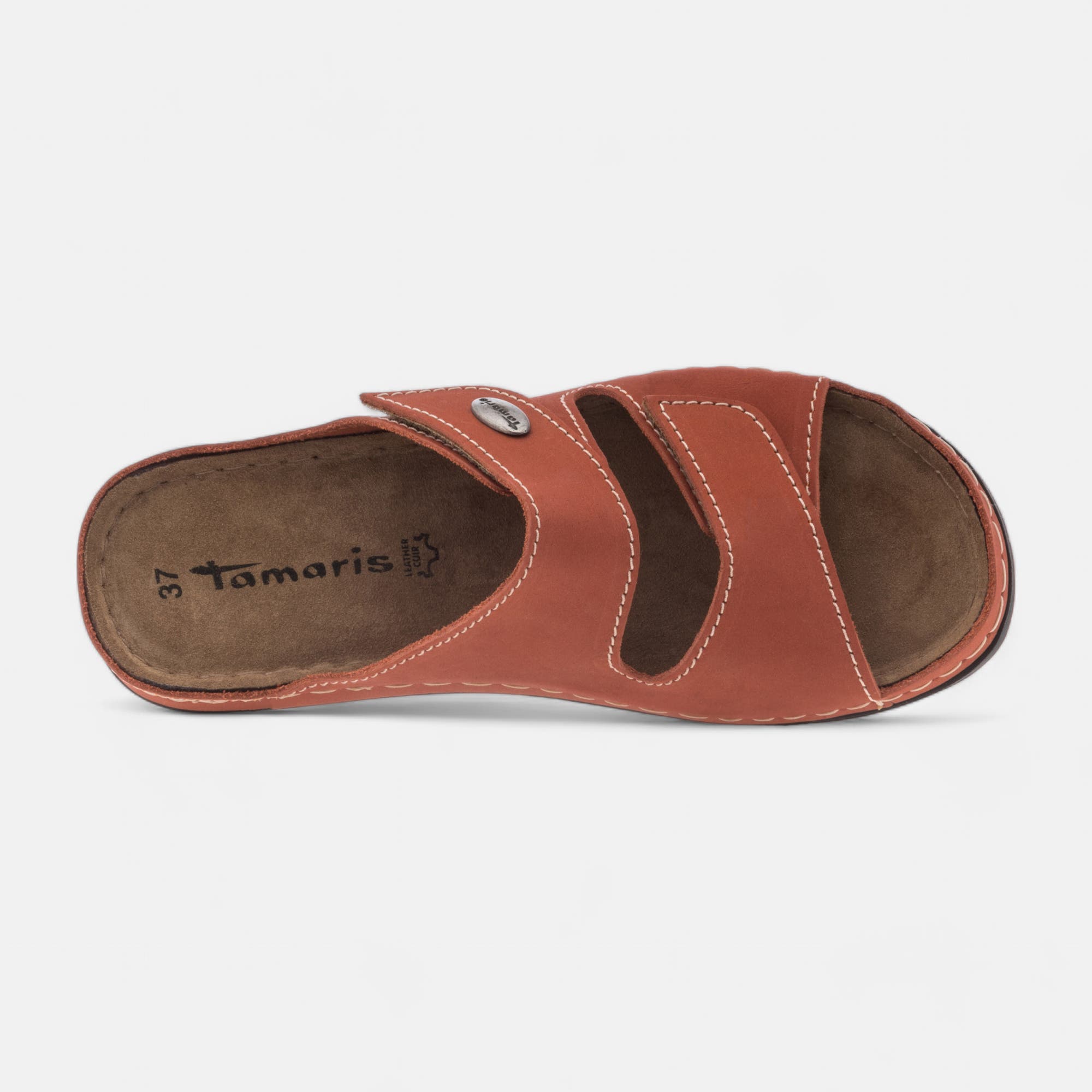 Chaussures confort paramédical Femme en cuir orange