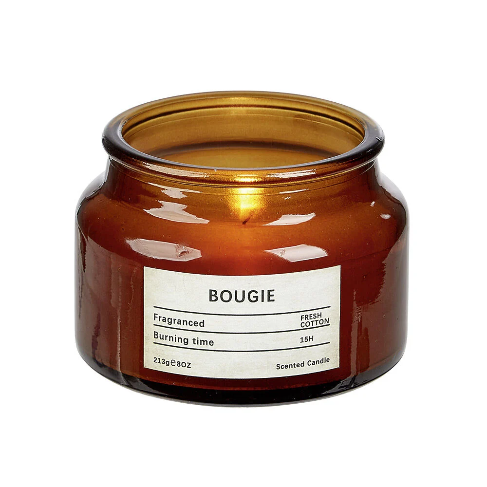 Bougie dans pot en verre marron senteur Coton