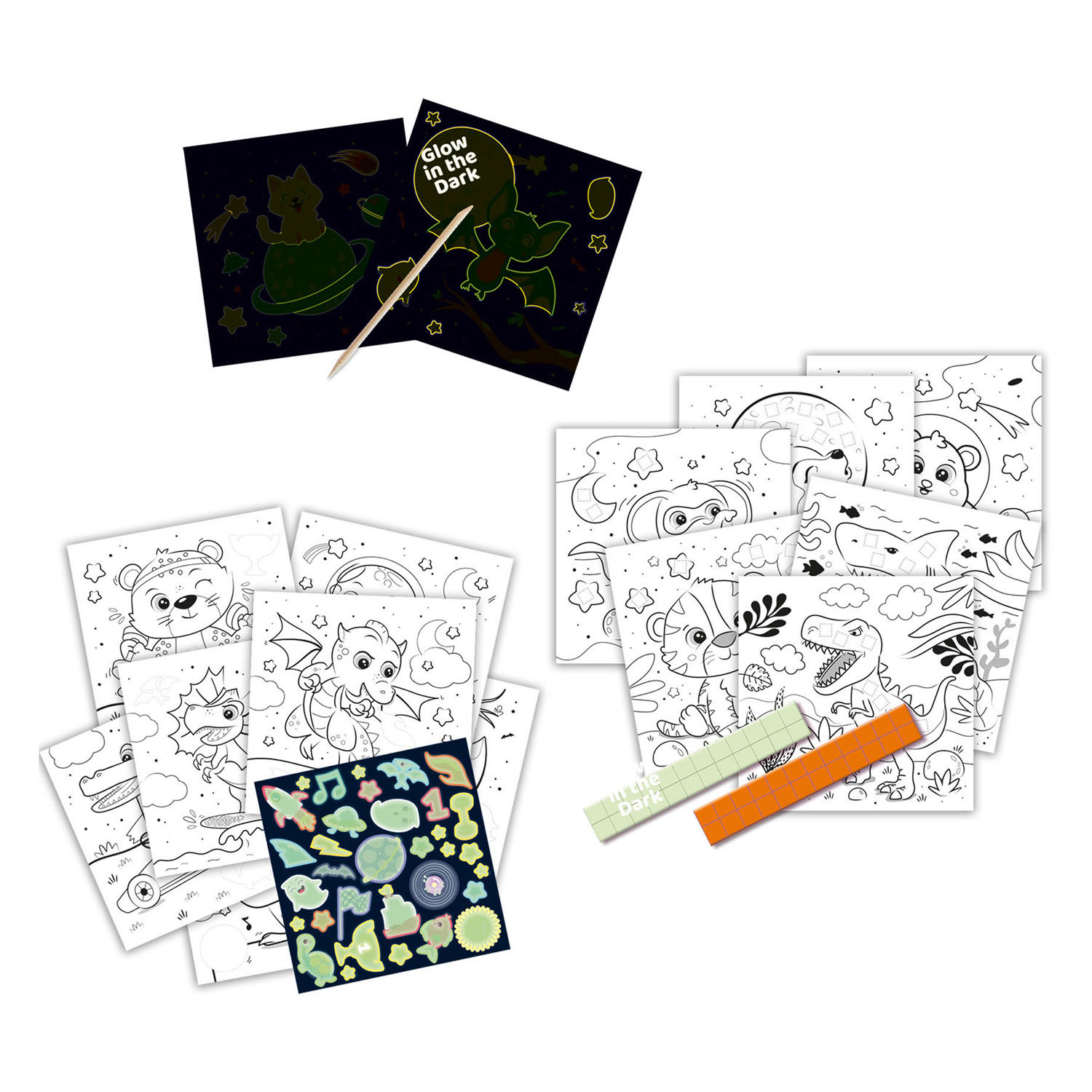 SES Doe Kleurboek Glow in The Dark 3in1