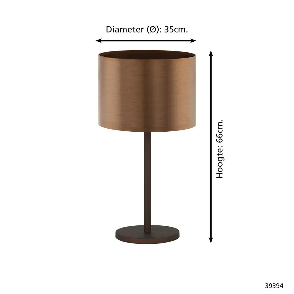 EGLO Saganto 1 Tafellamp - E27 - 66 cm - Bruin/Koper