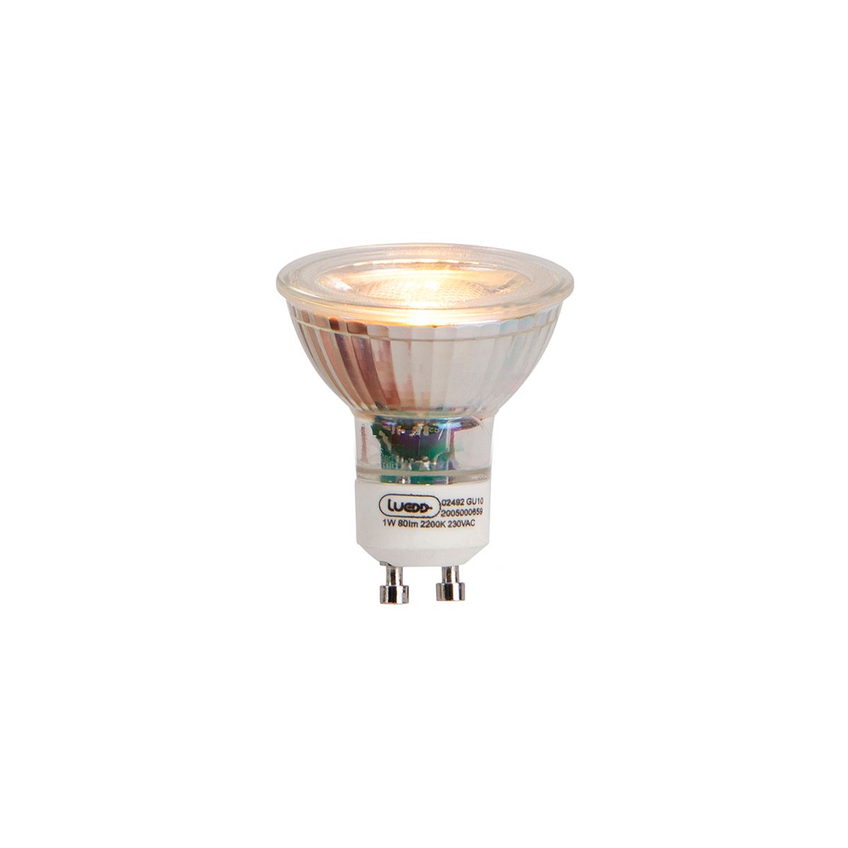 Set van 5 GU10 LED lampen flame filament 1W 80 lm 2200K