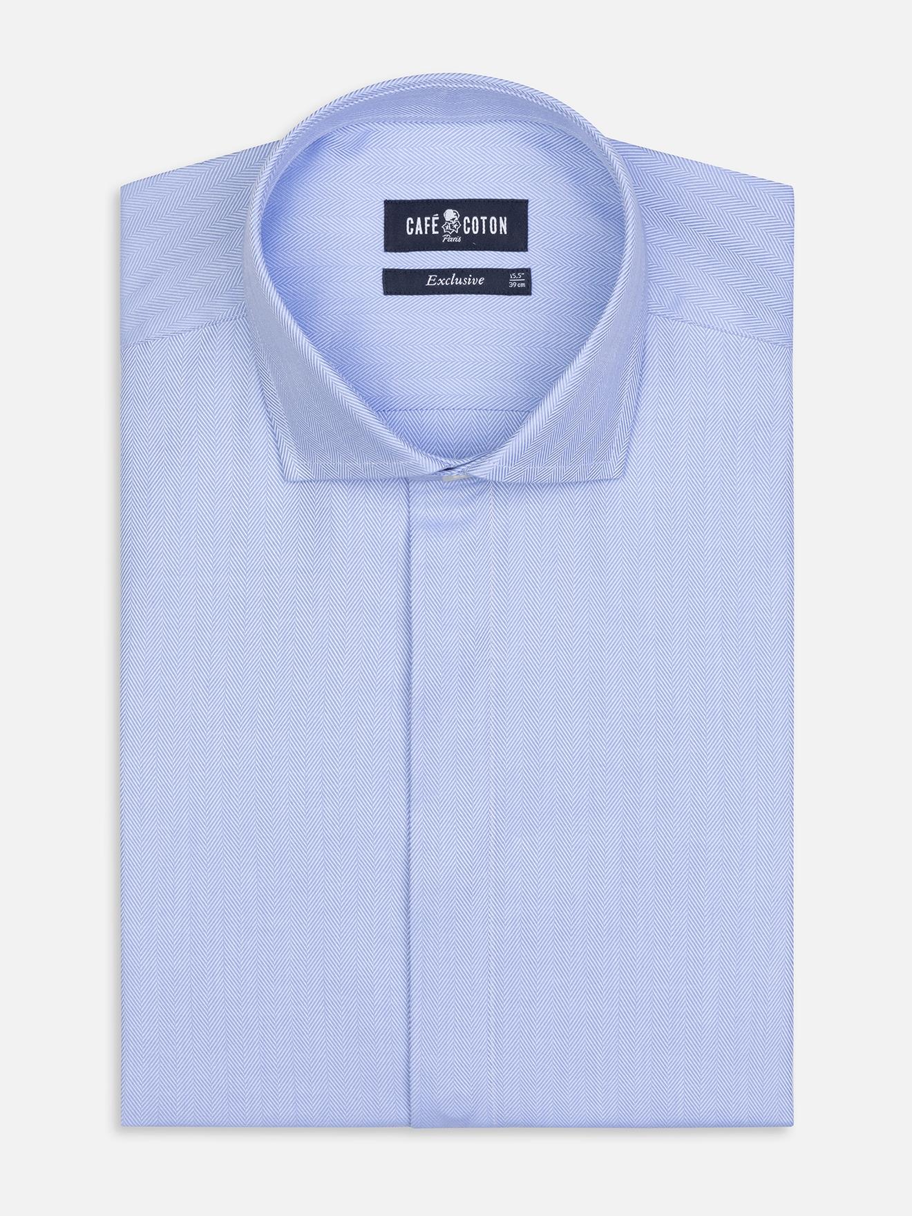 Chemise en chevron ciel   - Gorge cachée