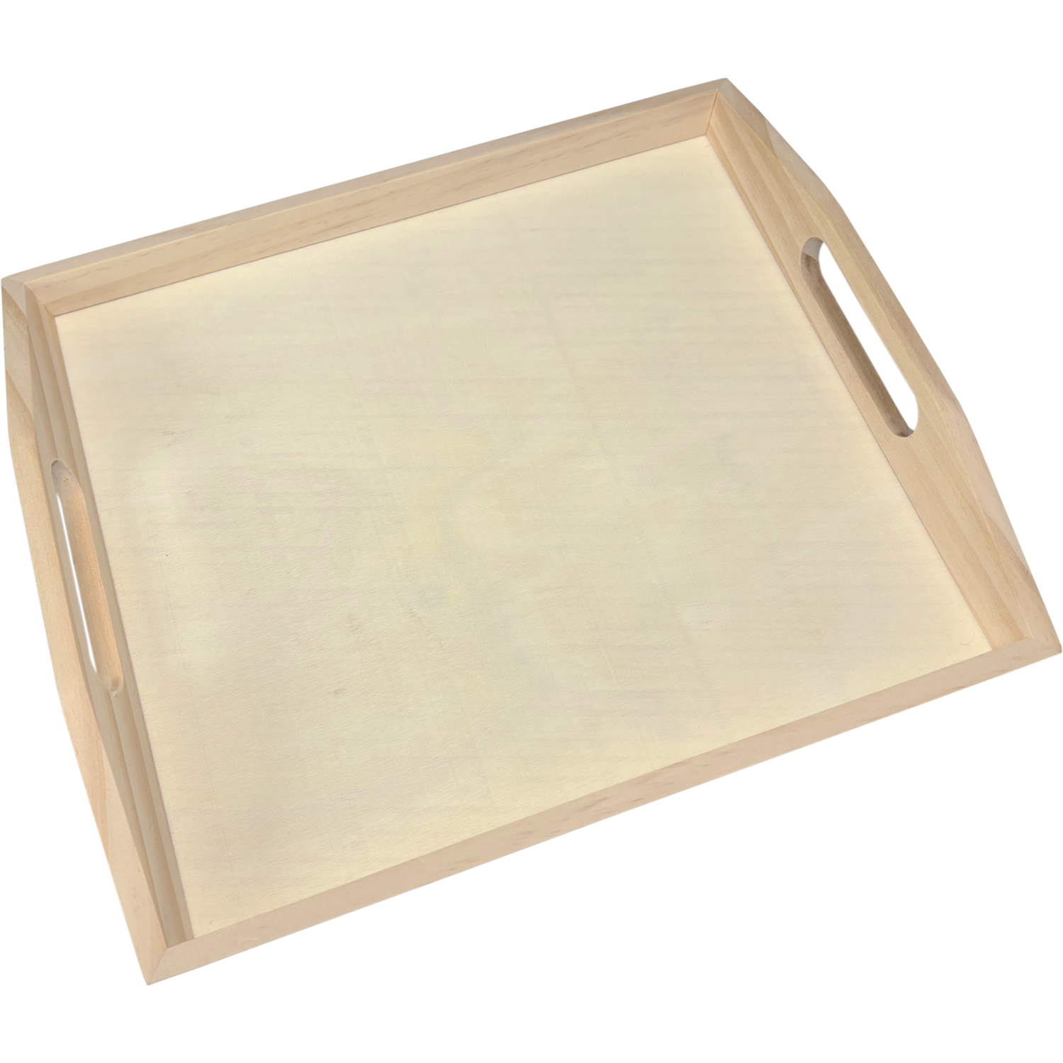 Dienblad, 27x24x4cm, met handgrepen, hout, naturel