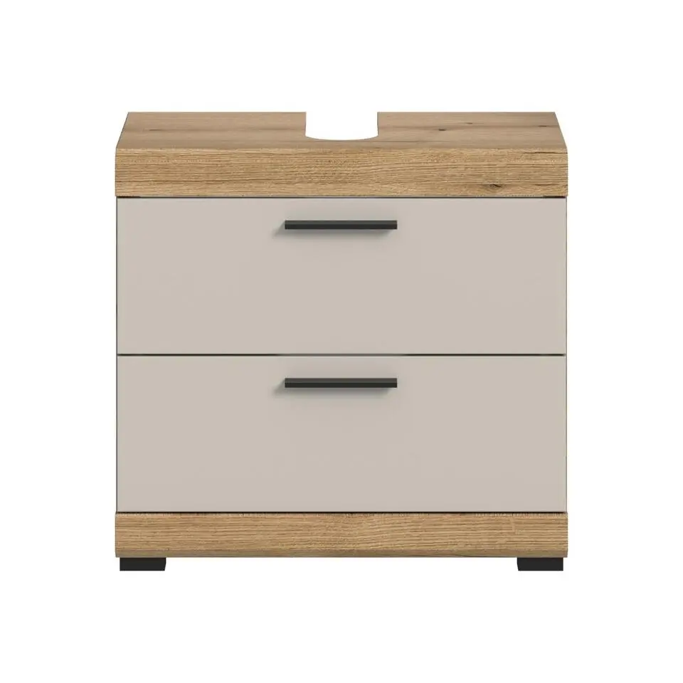 Hioshop Scout wastafel 2 lades kasjmier decor mat- eiken decor