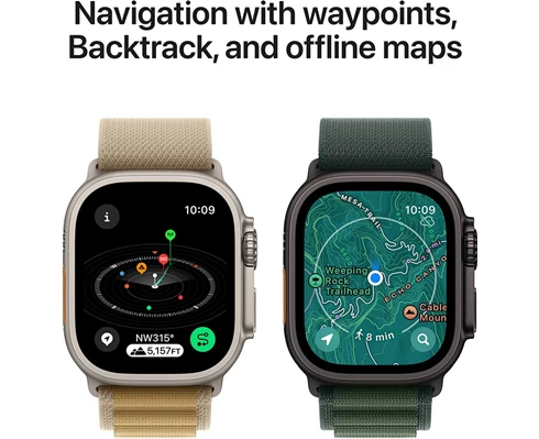 Apple Watch Ultra 2 GPS   Cellular 49mm Black Titanium Case with Dark Green Alpine Loop - Medium