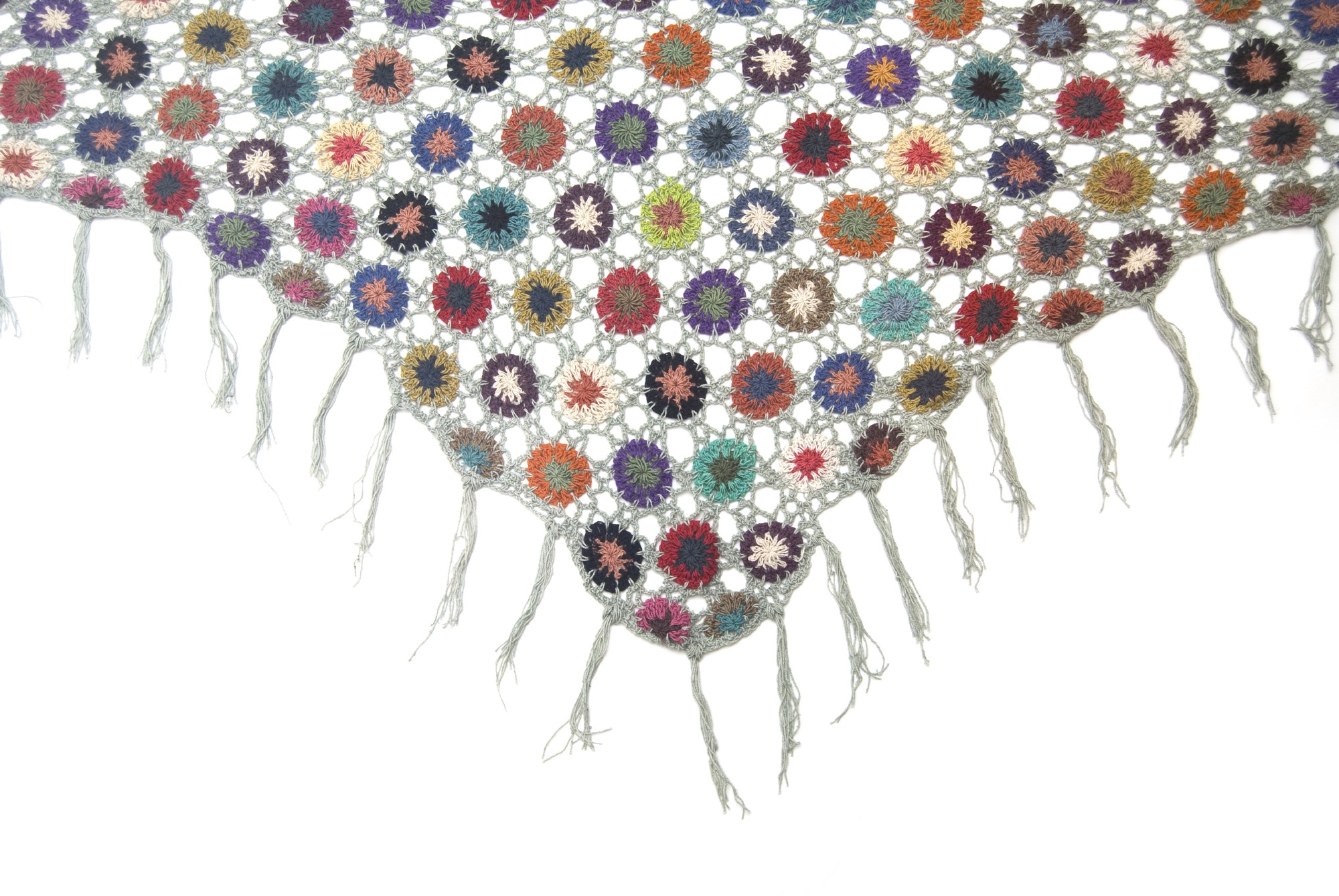 Dreieckiges Häkeltuch, grau/multicolor, L 165 cm, B 85 cm günstig bestellen