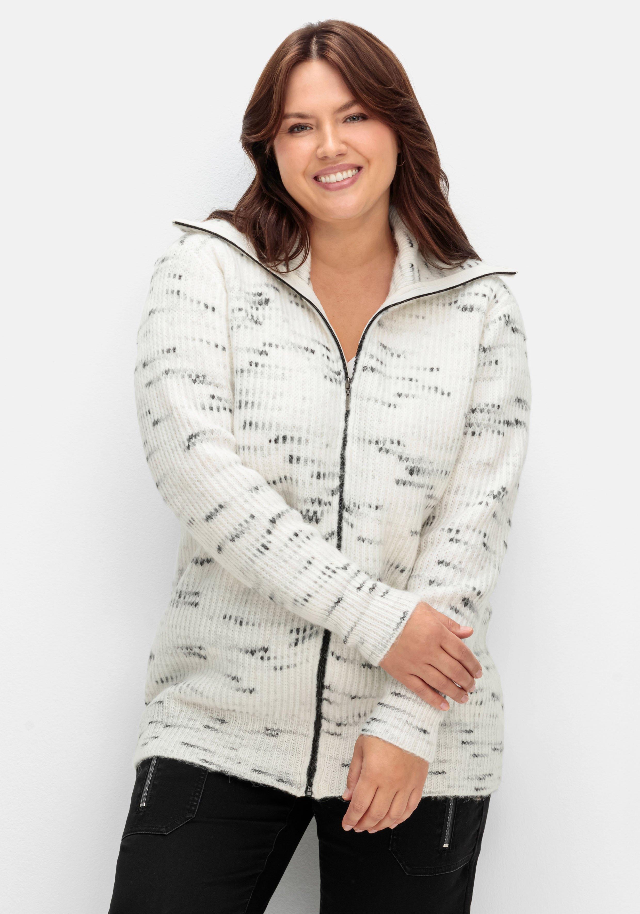 Strickjacke mit Troyerkragen und Reißverschluss