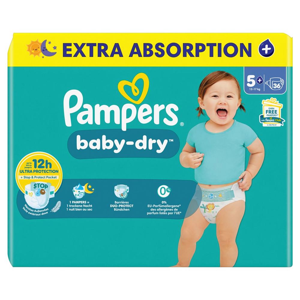 PAMPERS Baby Dry Gr5  12-17kg Junior Plus Sparpack 36 Stk
