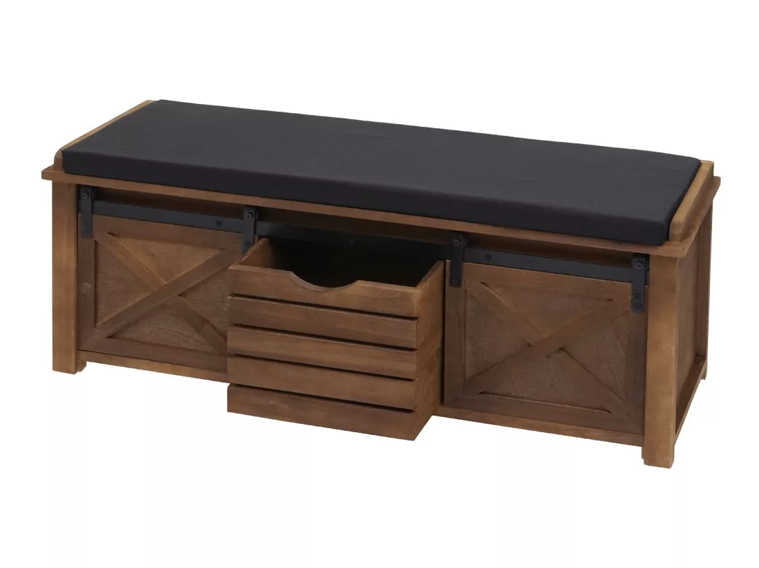 Banc avec compartiments de rangement MCW-H53, marron