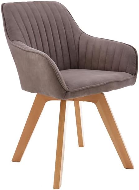 Riess Ambiente Drehbarer Design Stuhl Livorno Vintage Taupe Buchenholz Beine Esszimmerstuhl Küchenstuhl Besucherstuhl
