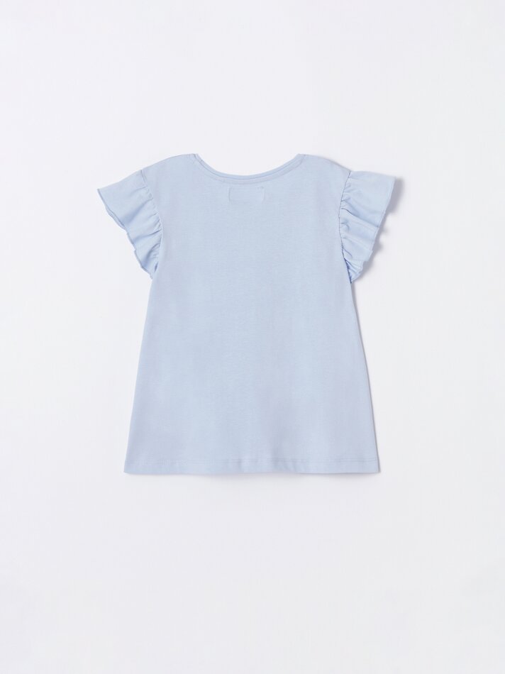 Conjunto de pijama com bordado suíço - Azul claro