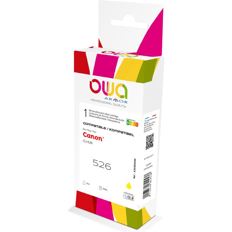 Cartouche Owa compatible Canon CLI526 cartouches couleurs séparées pour imprimante jet d'encre