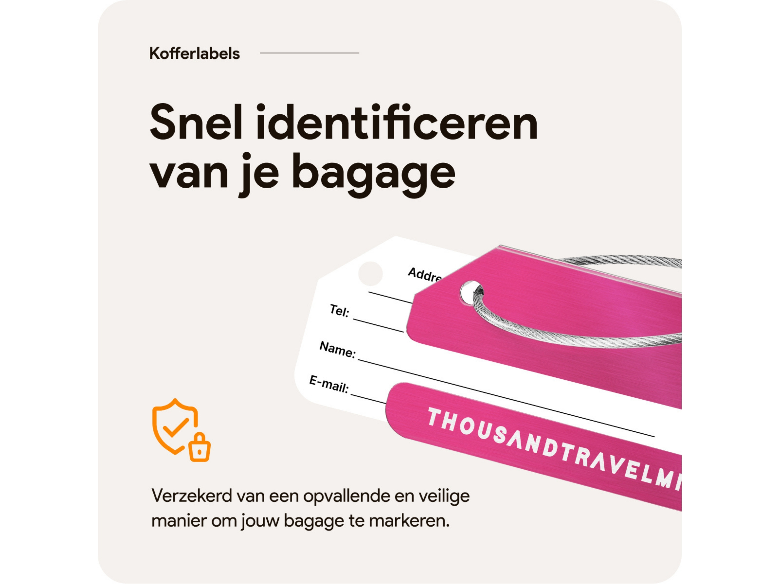 Thousandtravelmiles set van 4 Aluminium Bagagelabels - Pink