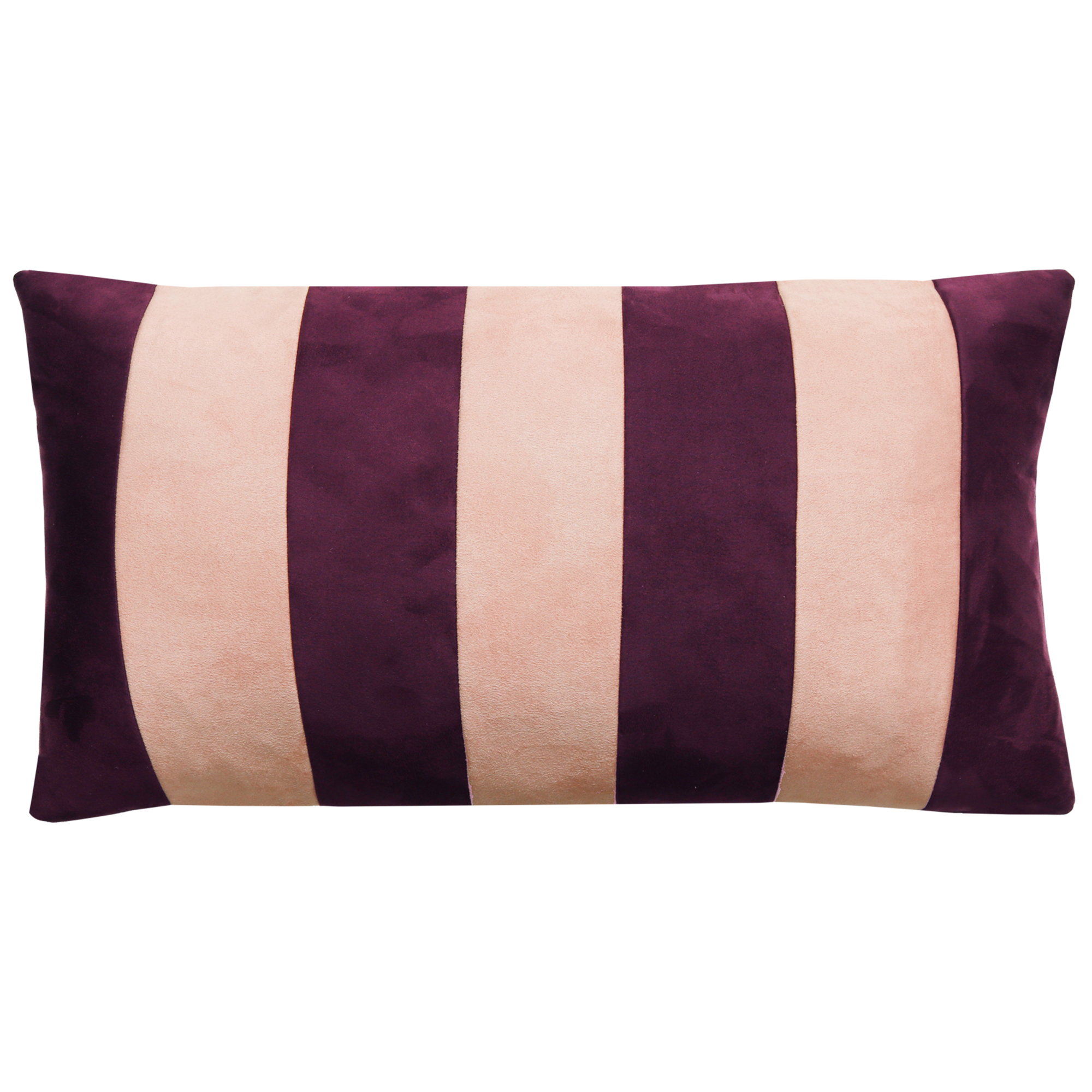 Kussen Suéde Streep aubergine roze