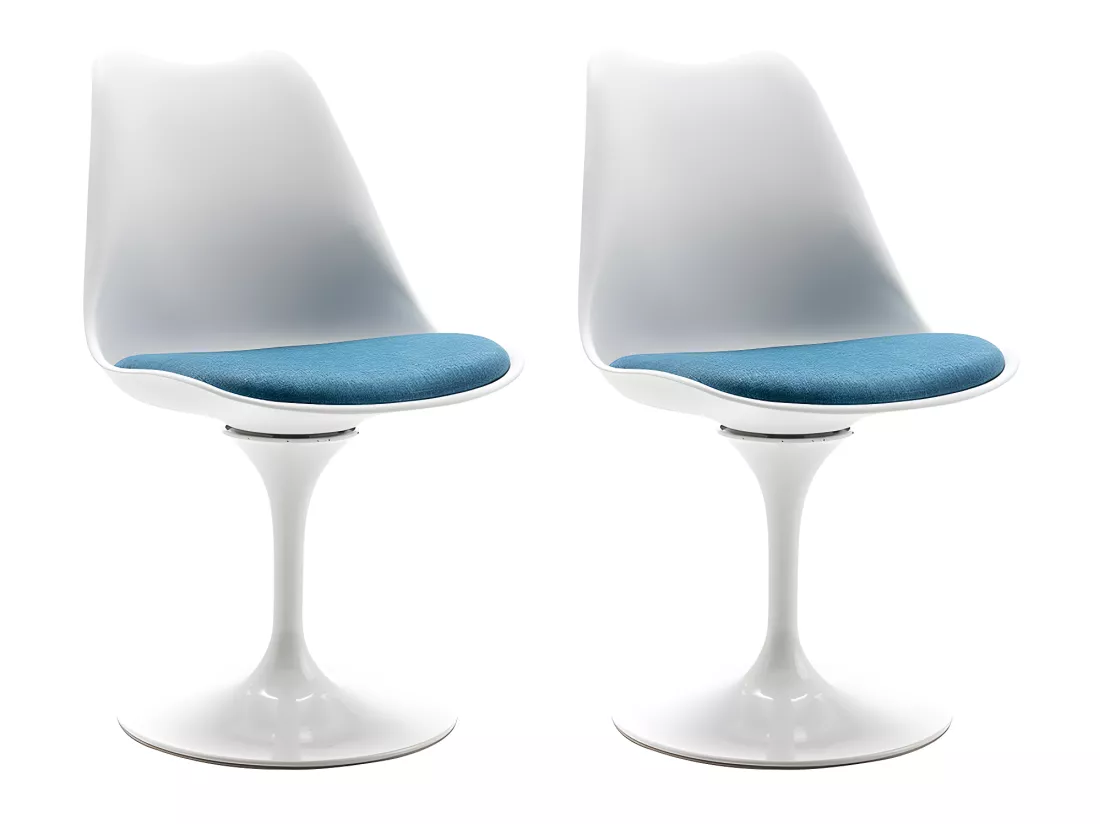 Lot de 2 chaises en polypropylène, tissu et métal - Bleu et blanc - XAFY