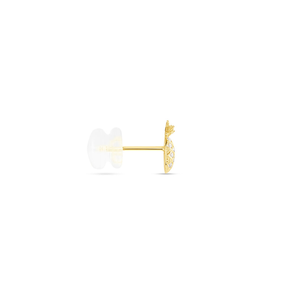 Boucles D'oreille Puce Ani Or Jaune Oxyde De Zirconium