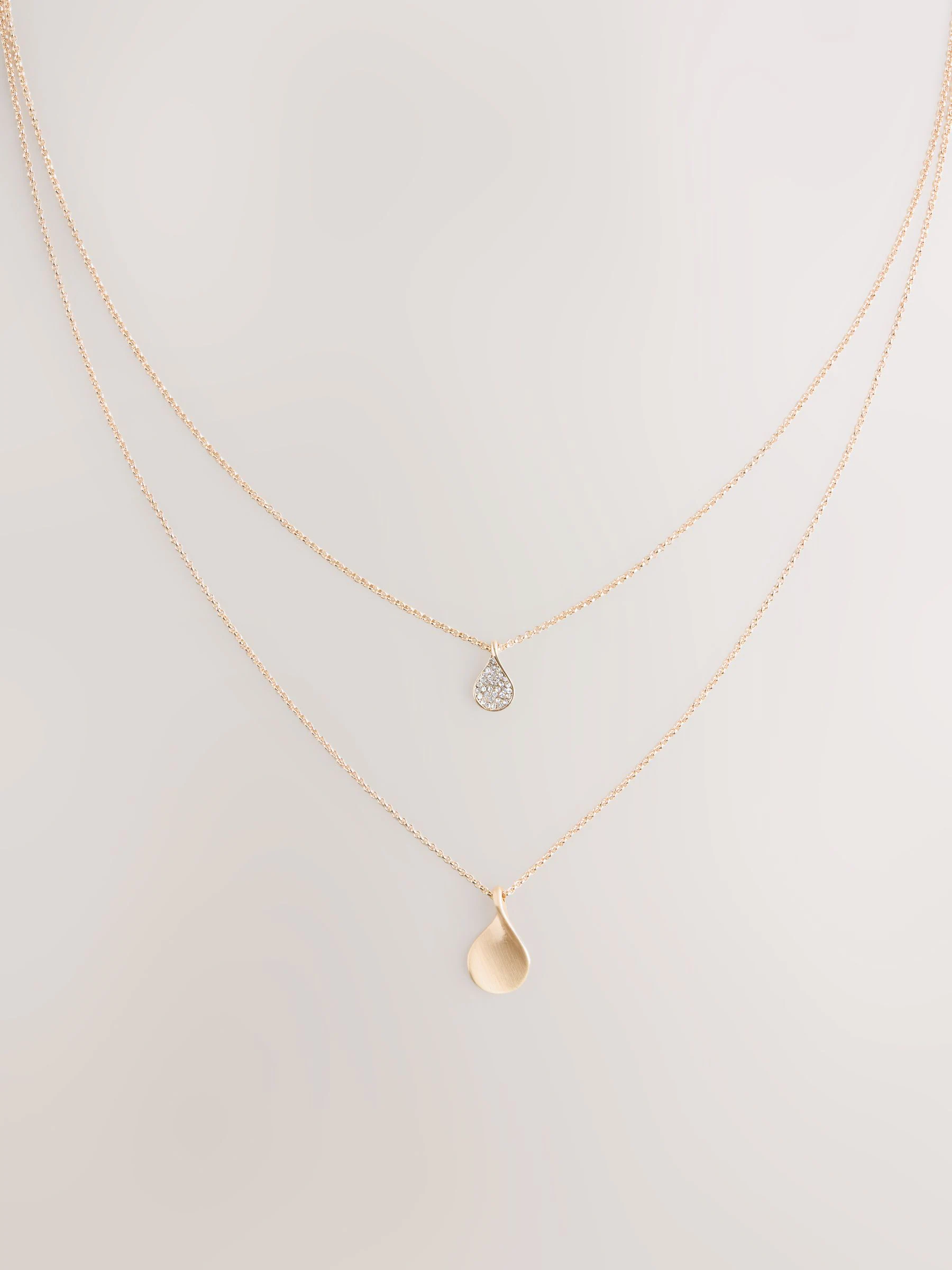 Goudkleurig - Gelaagde ketting met glinsterende blaadjes