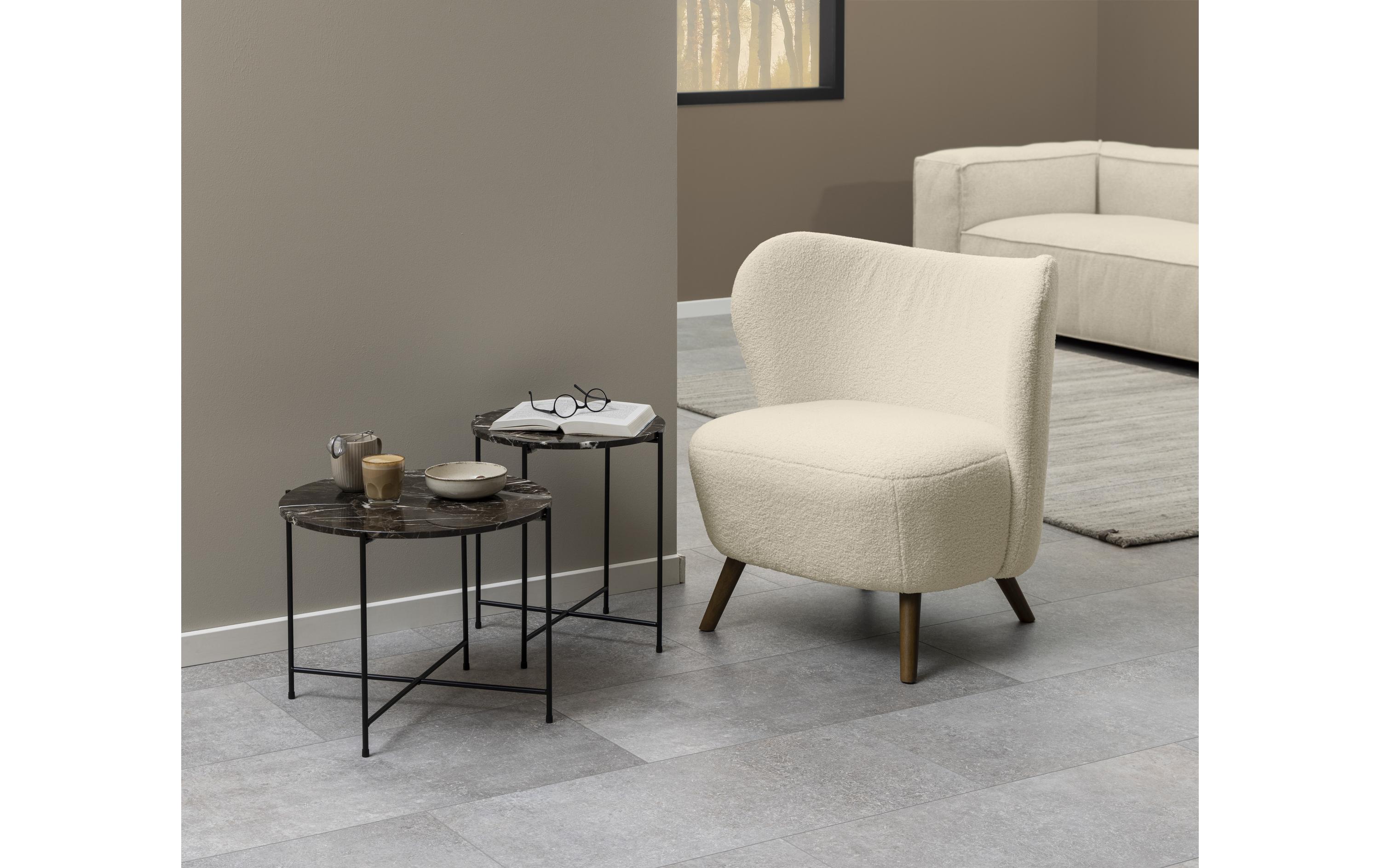 Sessel Crosby Holz/Textil, Cream<br>Geformter Loungesessel mit anmutigen Kurven
