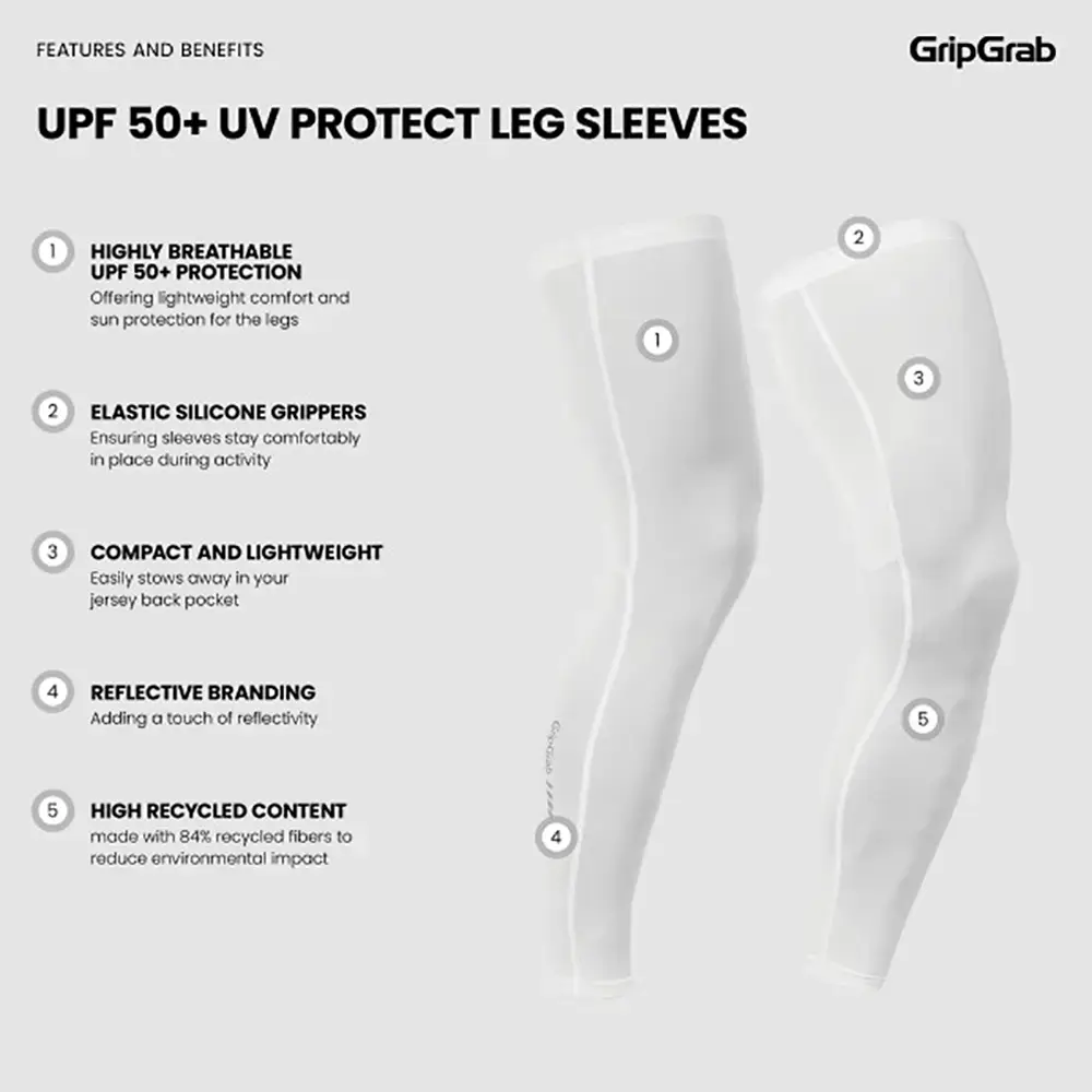 GripGrab UPF 50+ UV Protect Beenwarmers Wit