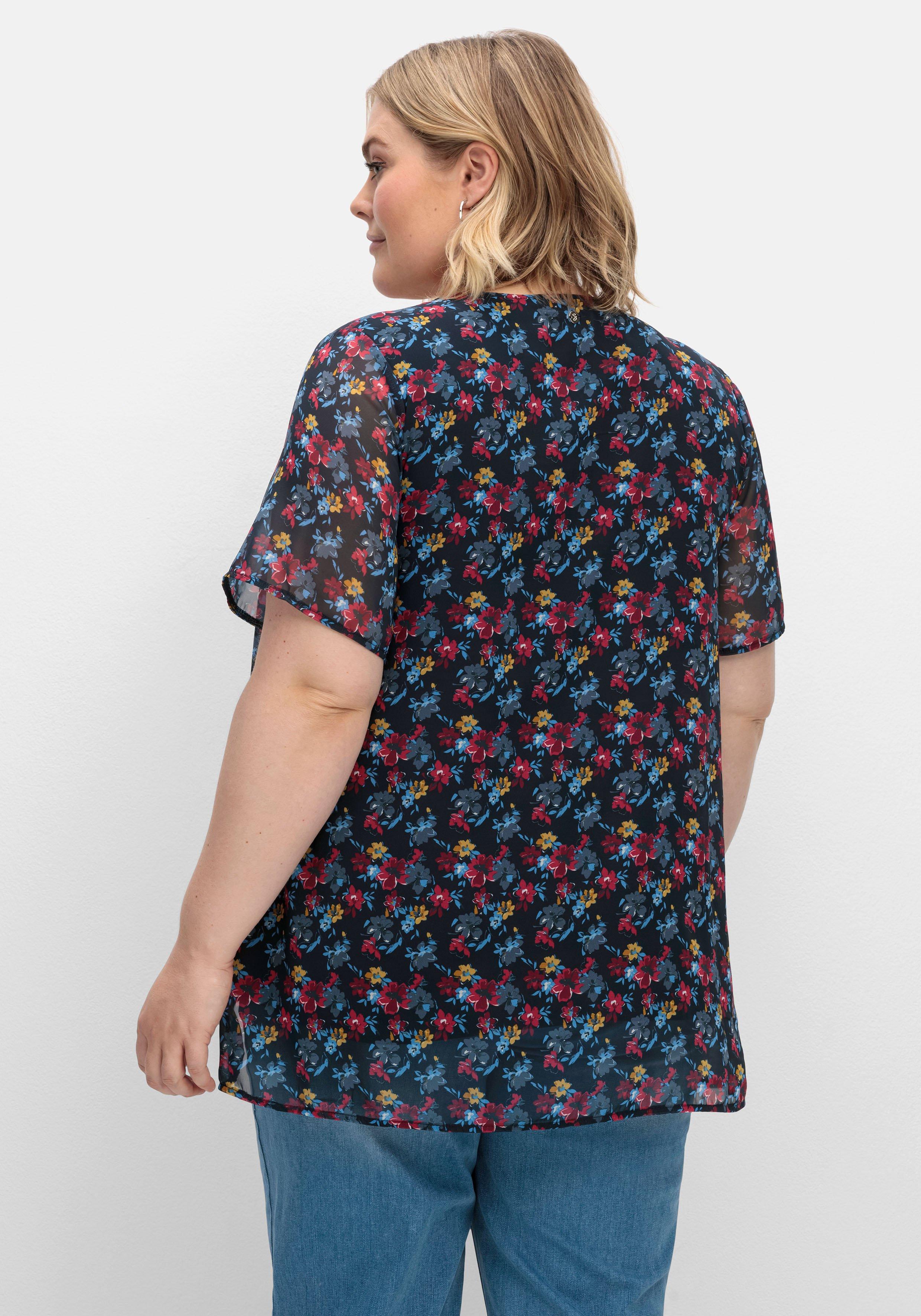 Shirt aus Chiffon mit Alloverdruck und Falten von