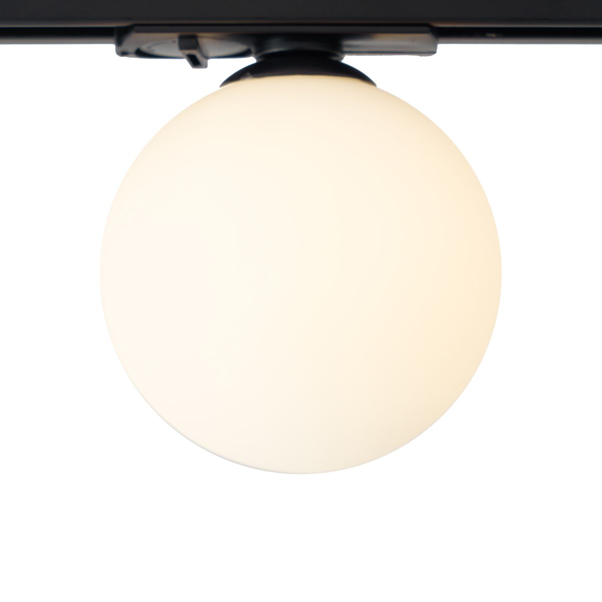 Moderne plafondlamp zwart met wit glas voor railsysteem 1-fase - Iconic Perle